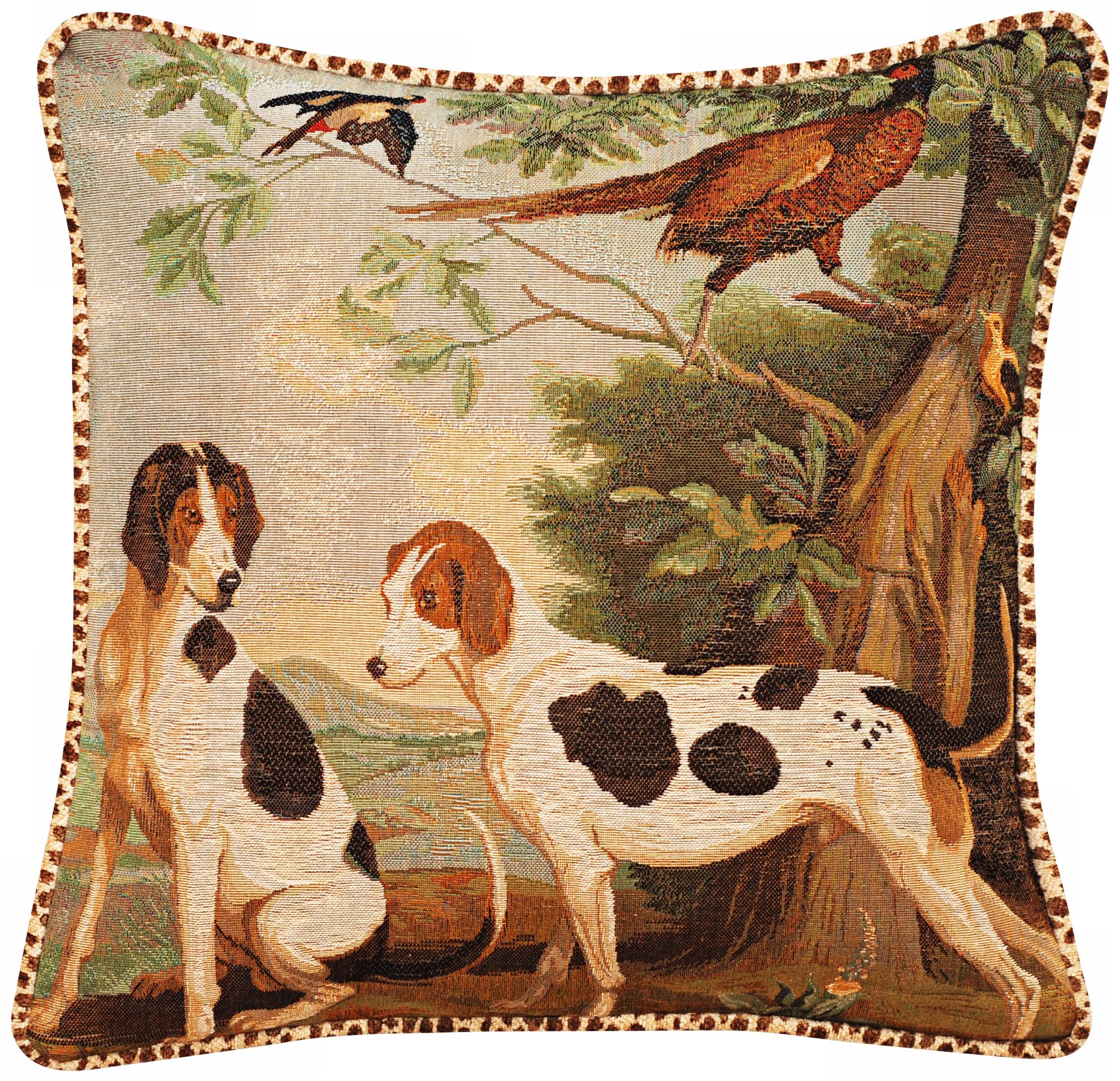Dogs Animal Print Velvet Welt Cord 19" Square Throw Pillow