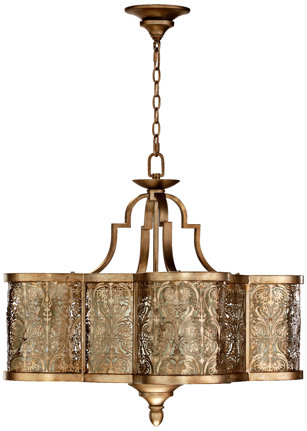 Quorum French Damask 28" Wide Vintage Pewter Pendant Light