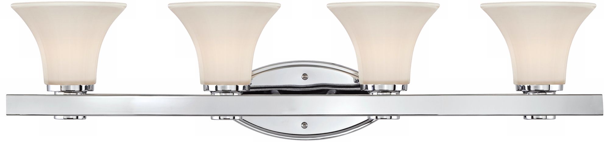 Chrome and Etched Glass 32 3/4" Wide Bathroom Light Fixture