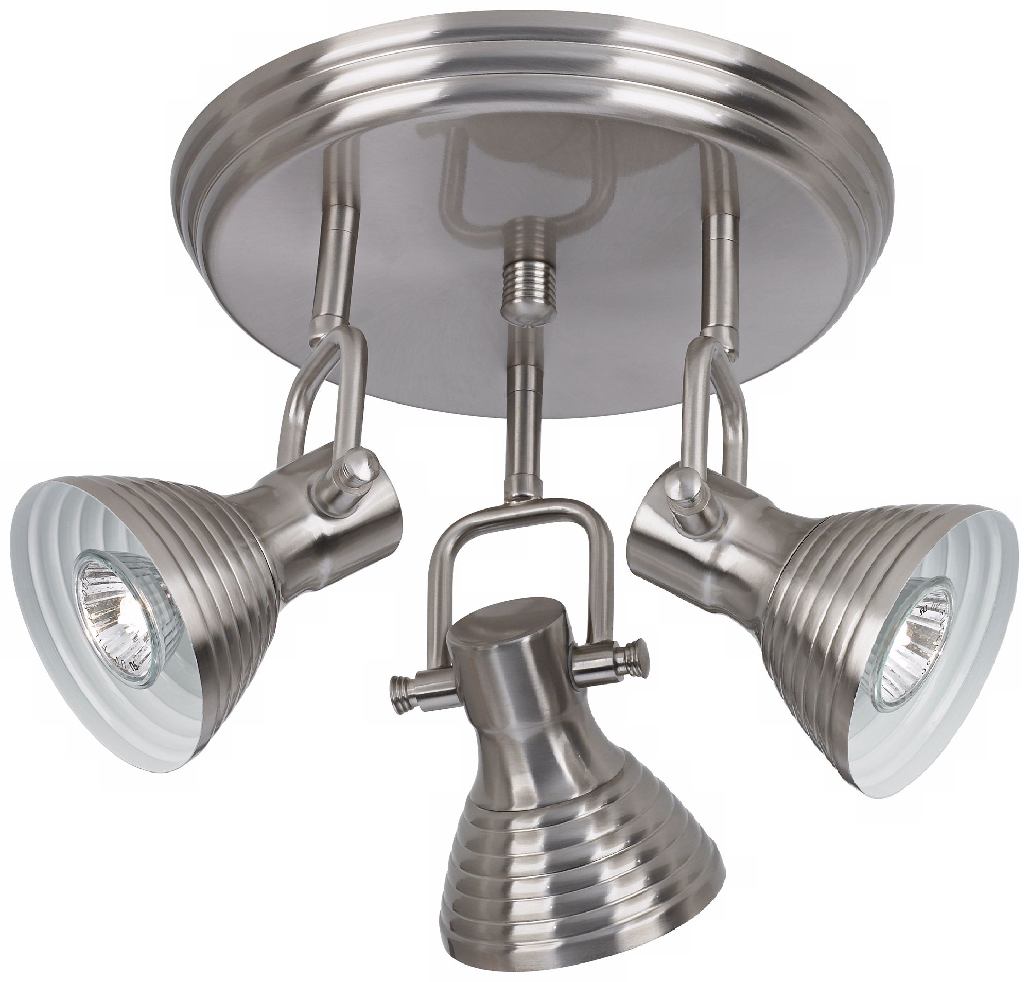 Brushed Steel 3-Light Step-Head Track Fixture
