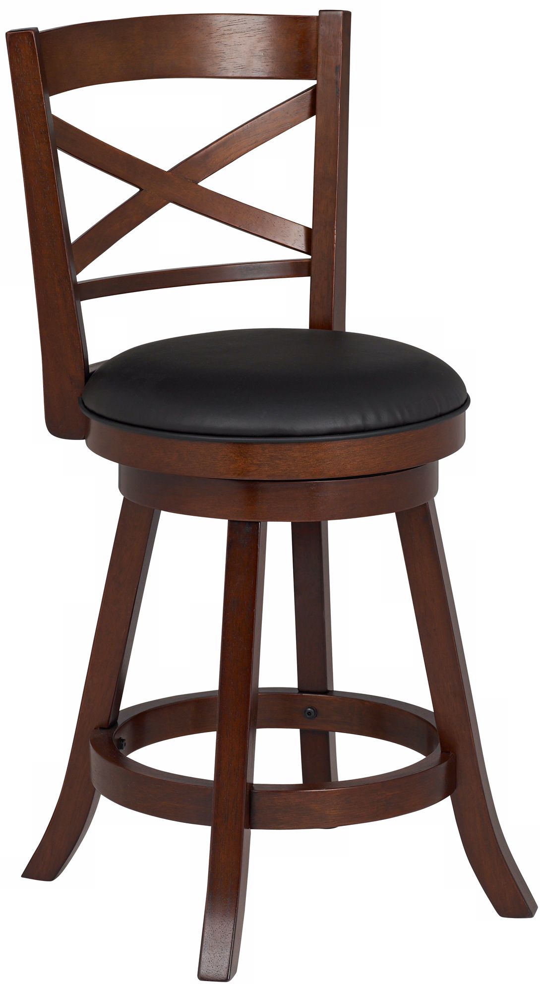 Crisscross Cherry Wood Faux Leather 24" High Counter Stool