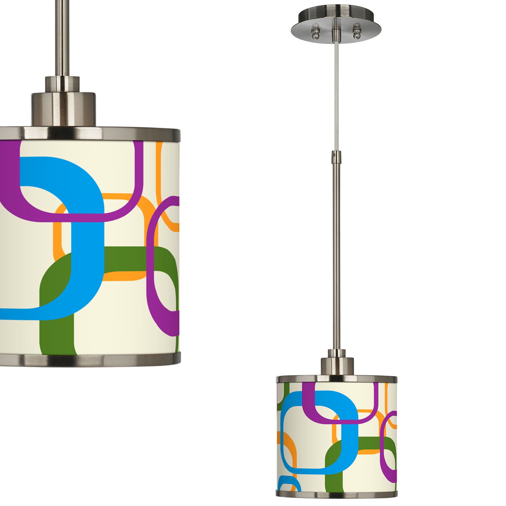 Retro Square Scramble Giclee Glow Mini Pendant Light