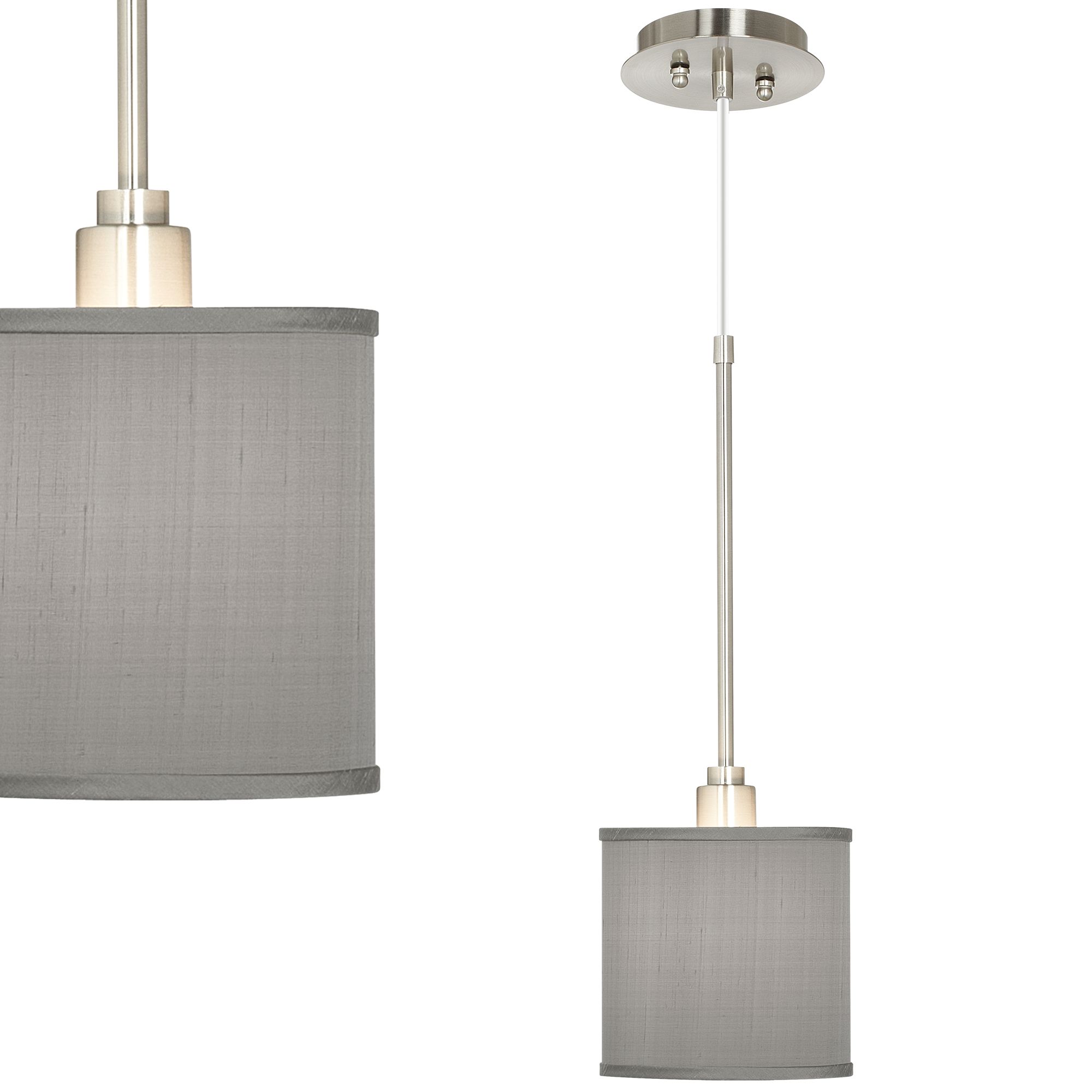 Gray Textured Silk Mini Pendant Light