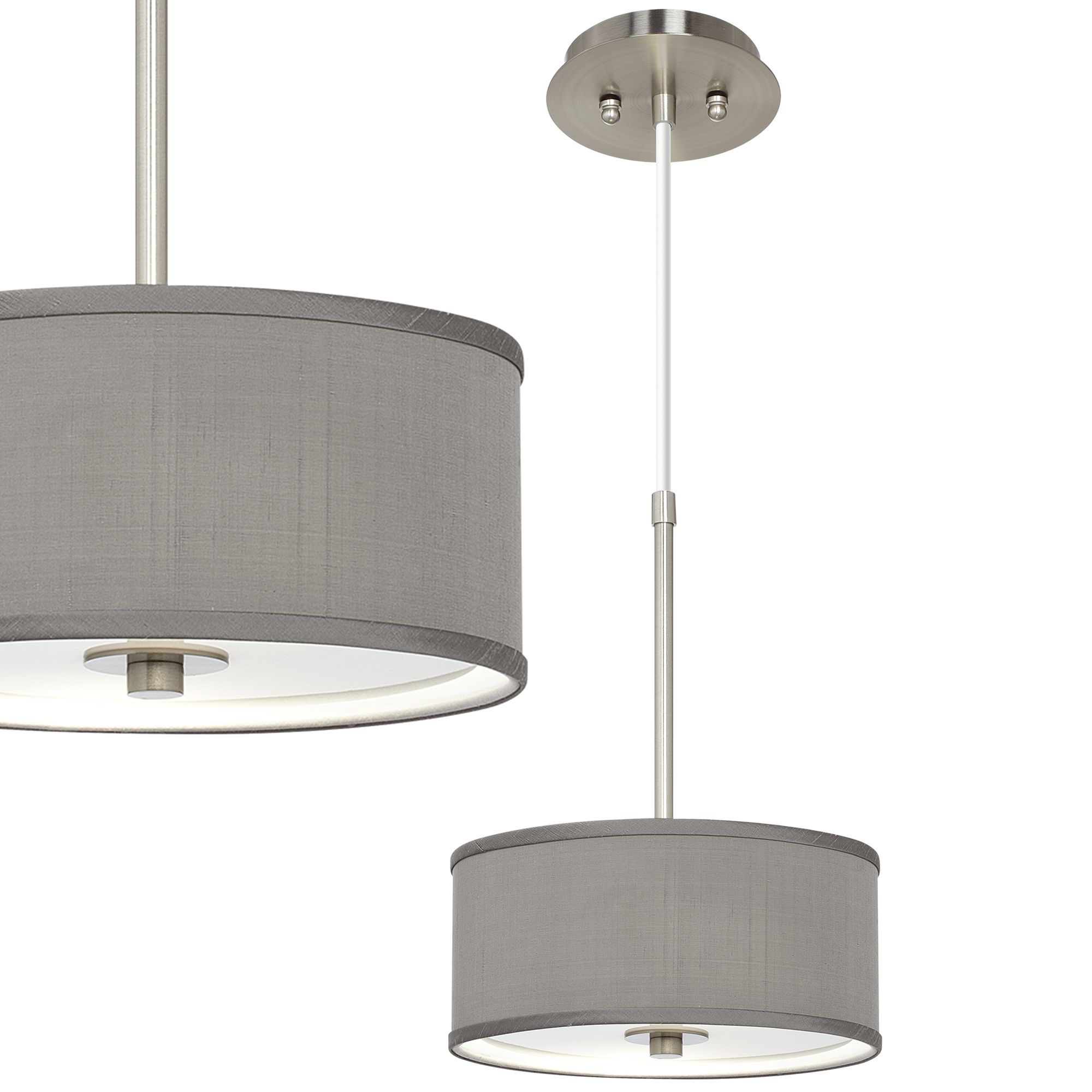 Gray Textured Silk 10 1/4" Wide Ceiling Pendant