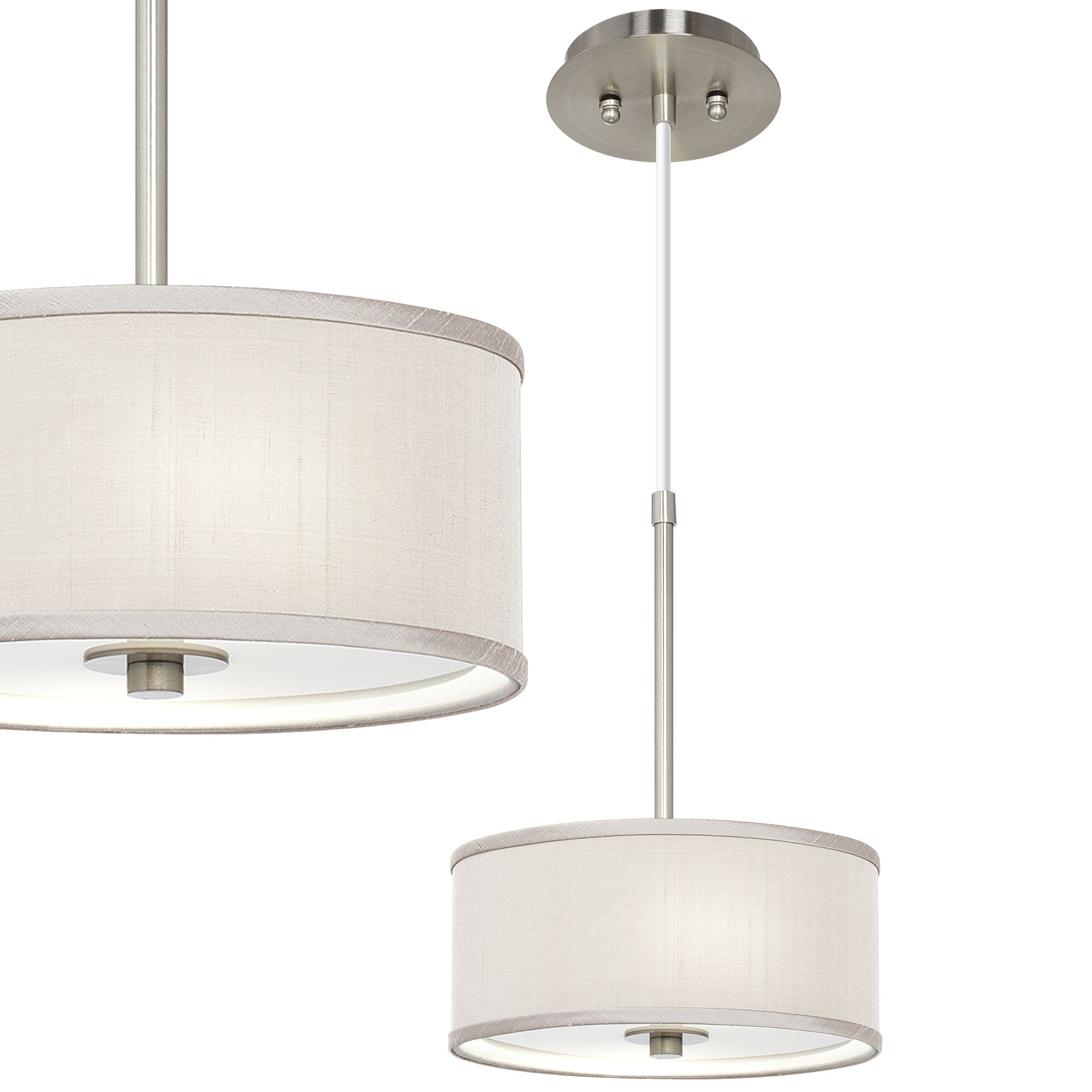 Cream Textured Silk 10 1/4" Wide Ceiling Pendant