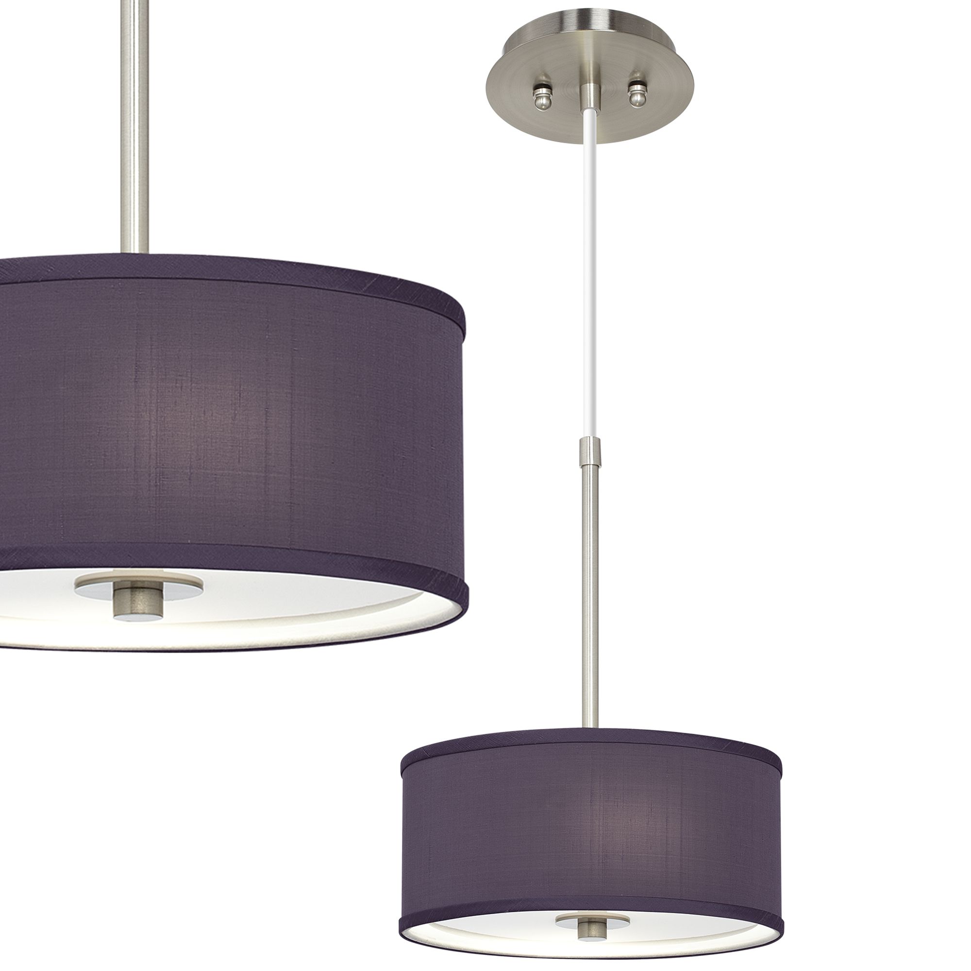 Eggplant Textured Silk 10 1/4" Wide Ceiling Pendant