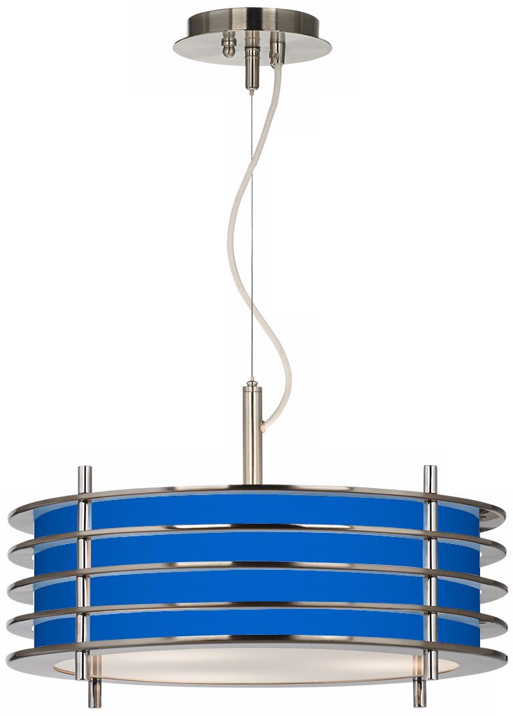 Blueberry Giclee Glow Louvered Pendant Light