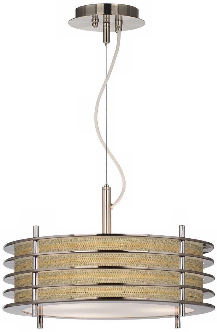 Woven Reed Giclee Glow Louvered Pendant Light