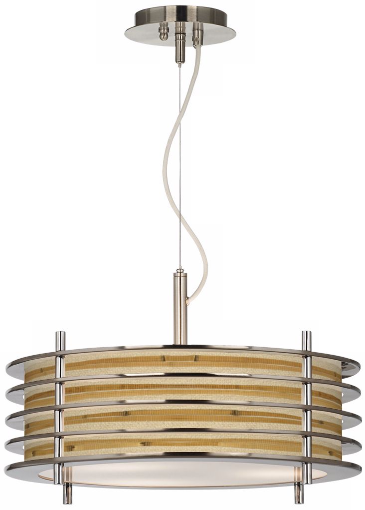 Bamboo Wrap Giclee Glow Louvered Pendant Light