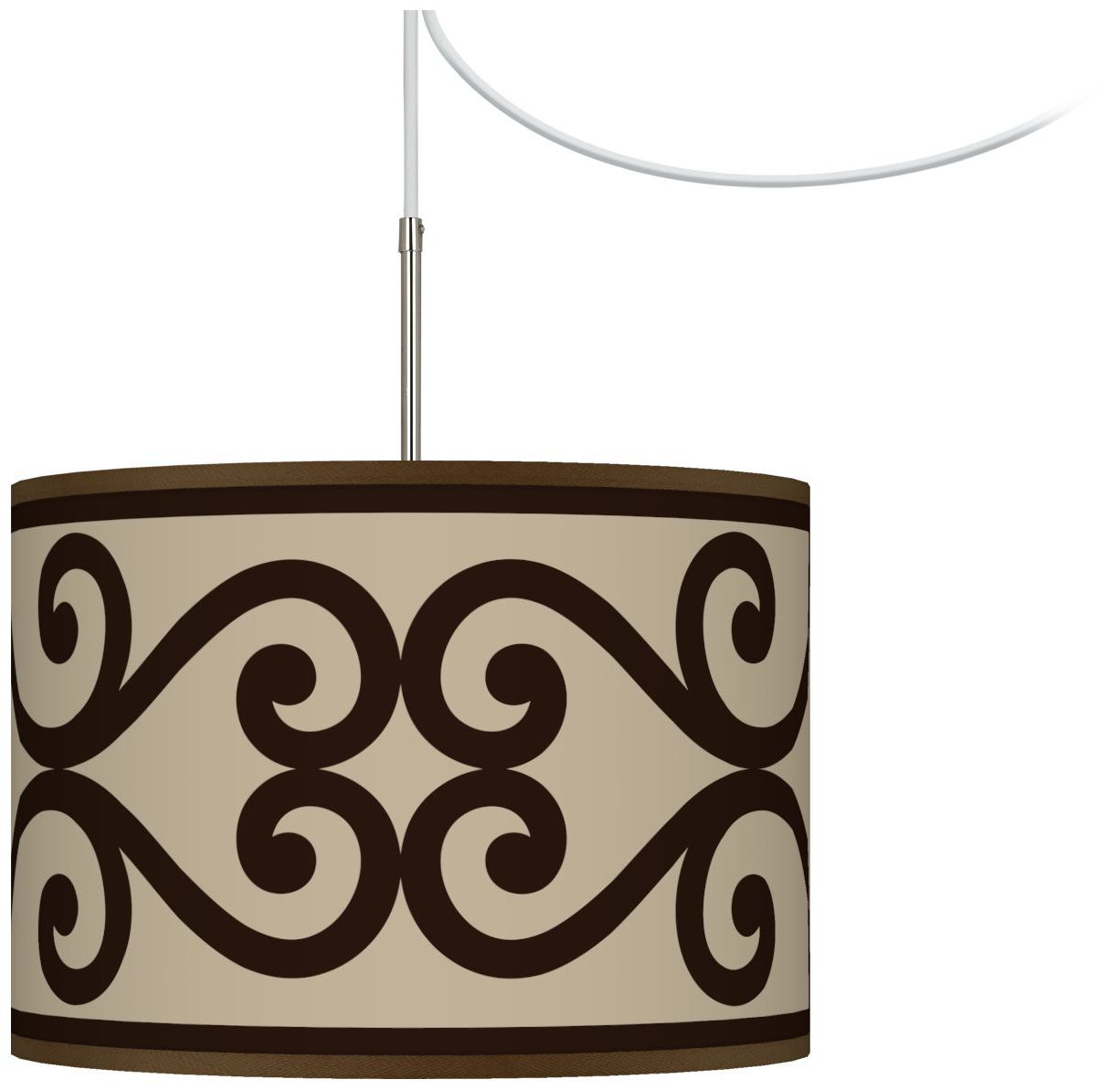 Cambria Scroll Giclee Glow Swag Style Plug-In Chandelier