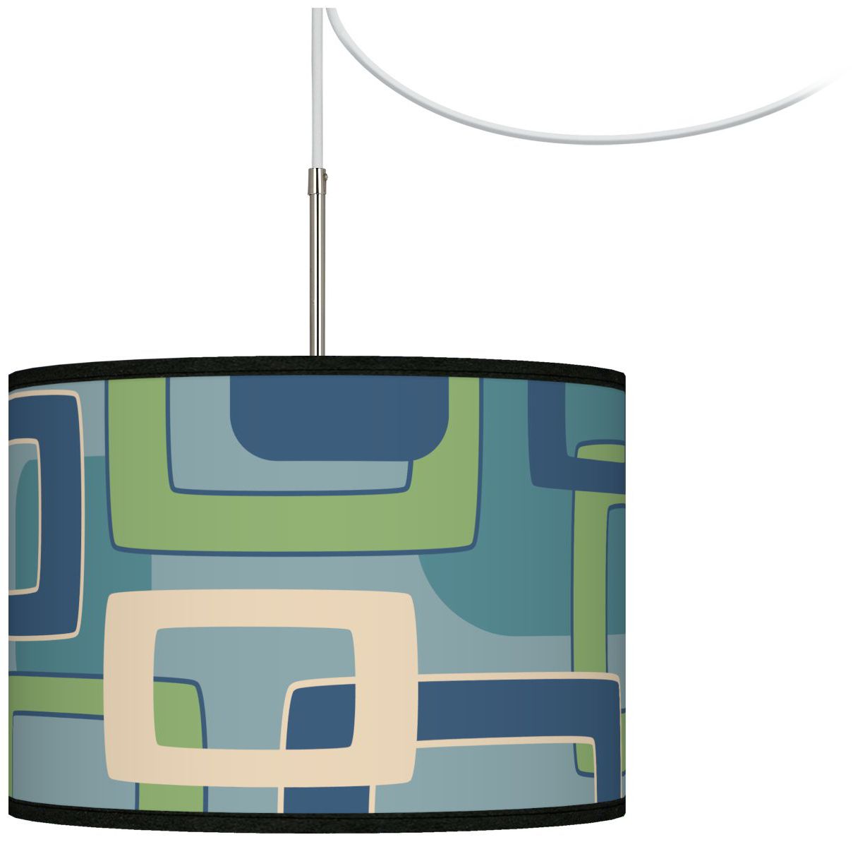 Retro Rectangles Giclee Glow Swag Style Plug-In Chandelier