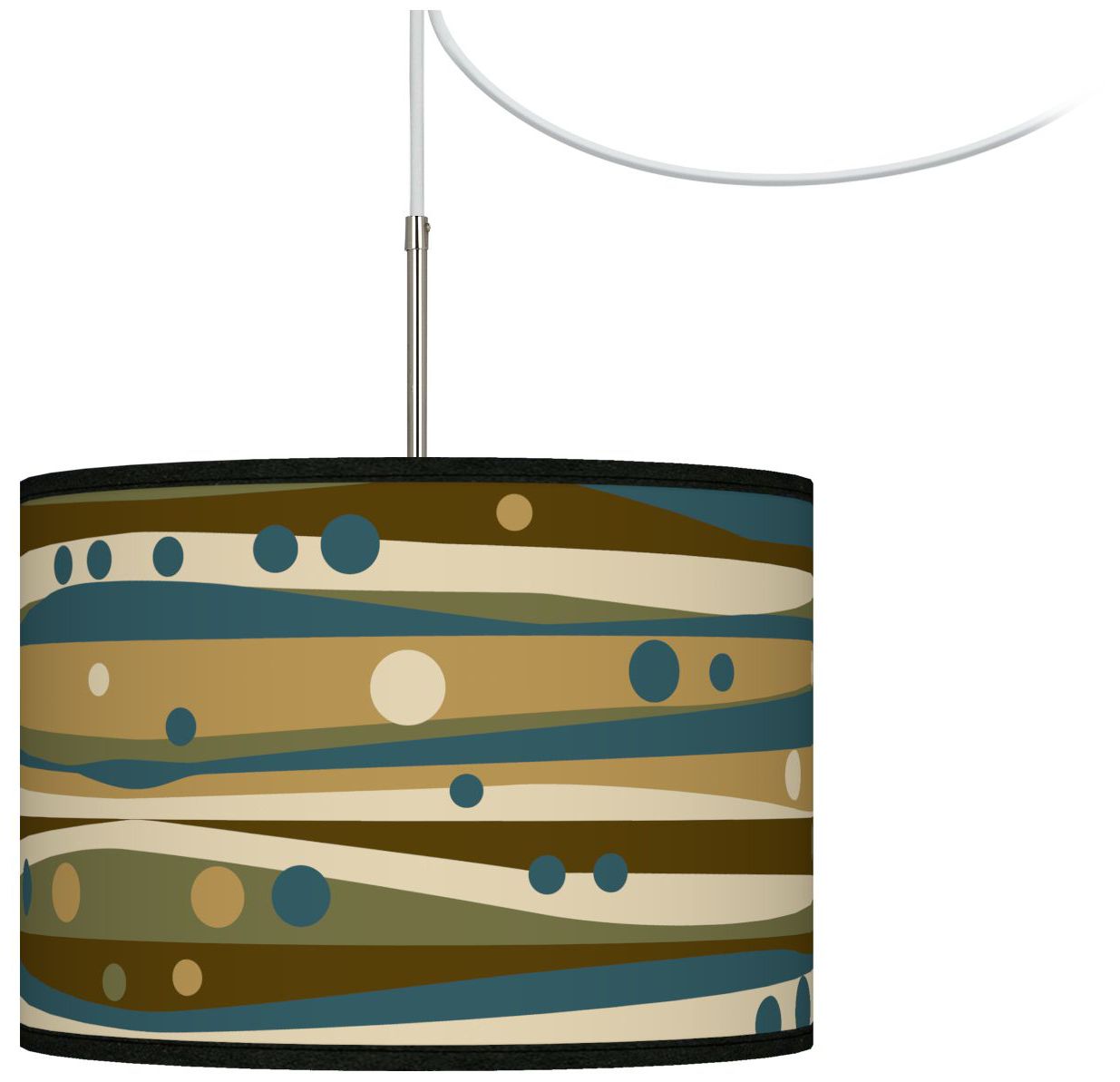 Dots and Waves Giclee Glow Swag Style Plug-In Chandelier