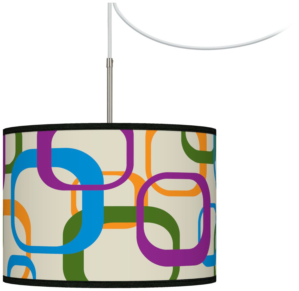 Retro Square Scramble Giclee Glow Swag Plug-In Chandelier
