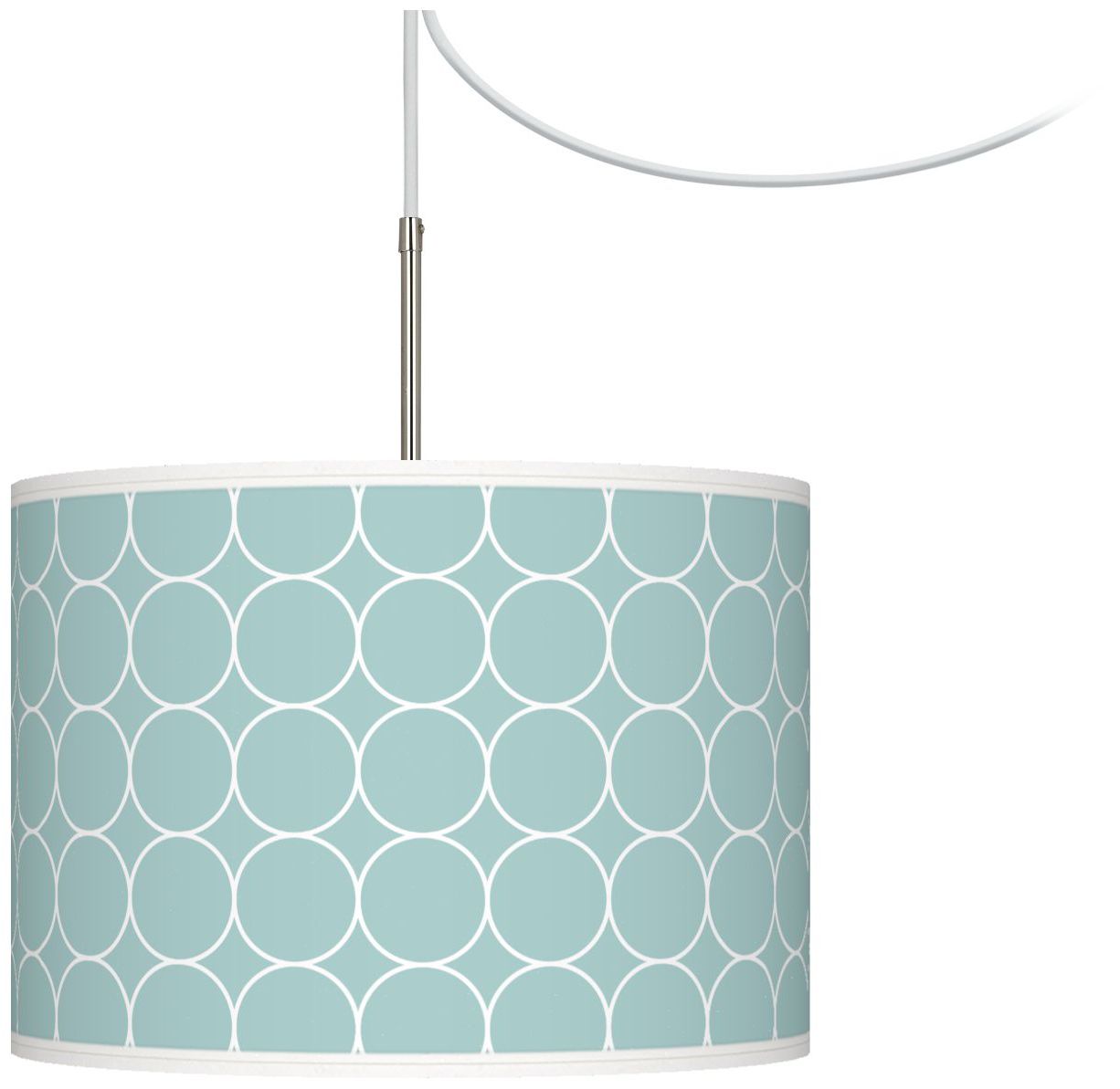 Aqua Interlace Giclee Glow Swag Style Plug-In Chandelier