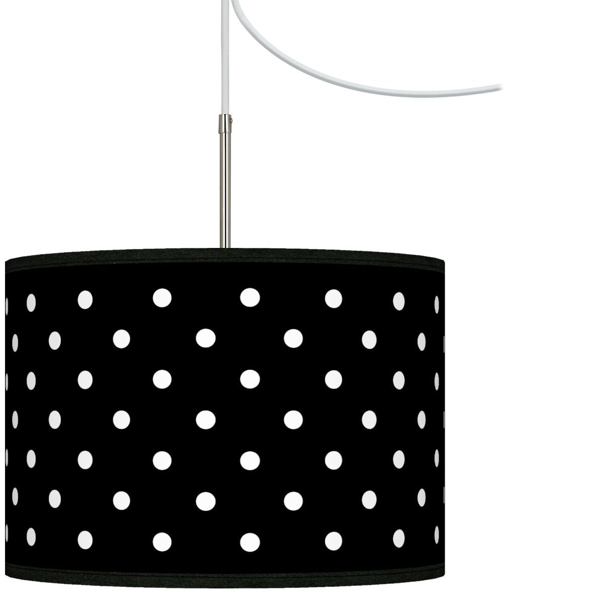 Mini Dots Black Giclee Glow Swag Style Plug-In Chandelier