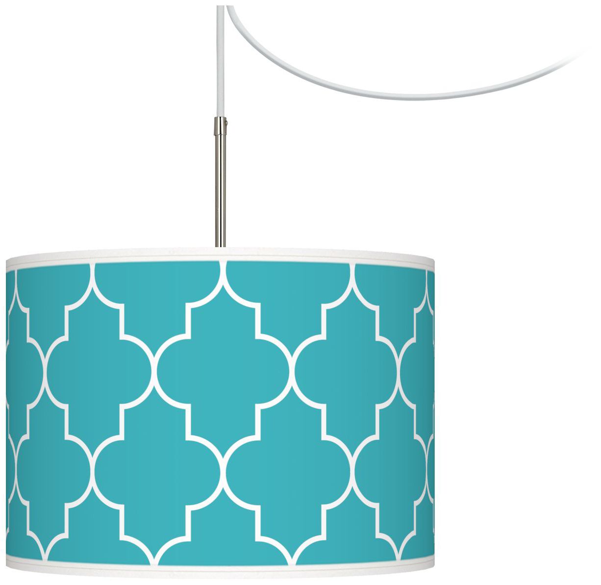 Tangier Blue Giclee Glow Swag Style Plug-In Chandelier