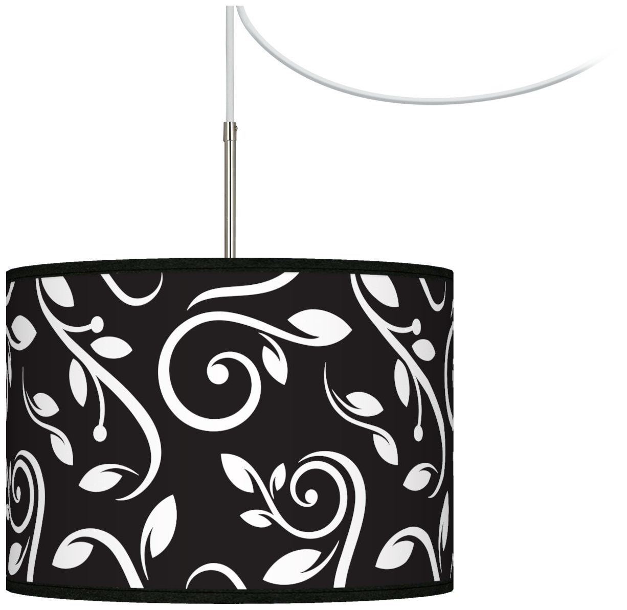 Swirling Vines Giclee Glow Swag Style Plug-In Chandelier