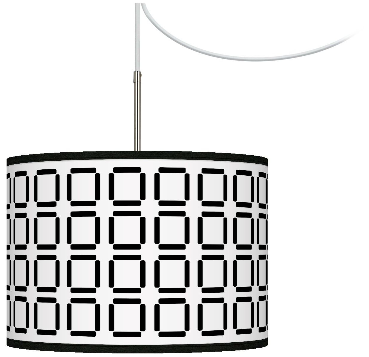 Open Grid Giclee Glow Swag Style Plug-In Chandelier