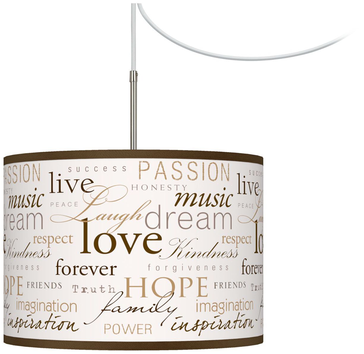Positivity Giclee Glow Swag Style Plug-In Chandelier