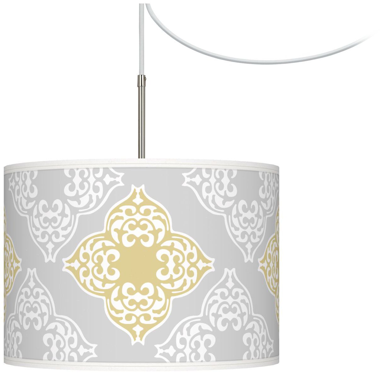 Aster Grey Giclee Glow Swag Style Plug-In Chandelier