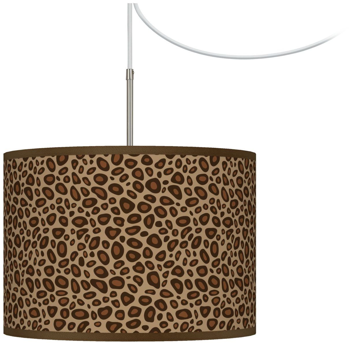 Safari Leopard Giclee Glow Swag Style Plug-In Chandelier