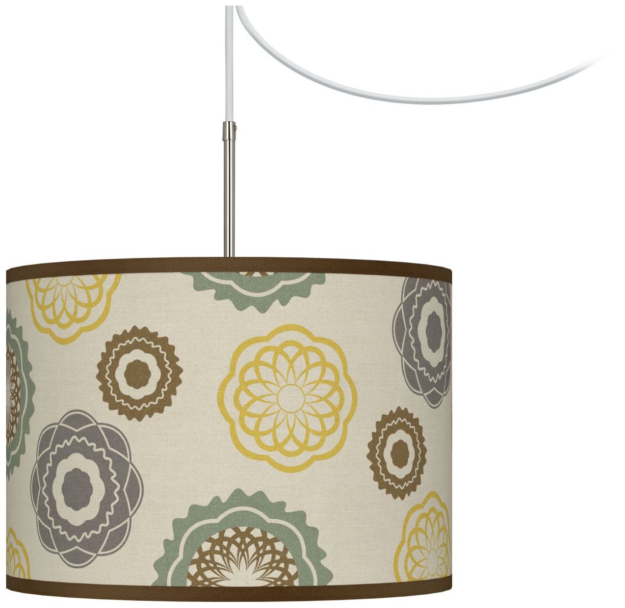 Ornaments Linen Giclee Glow Swag Style Plug-In Chandelier
