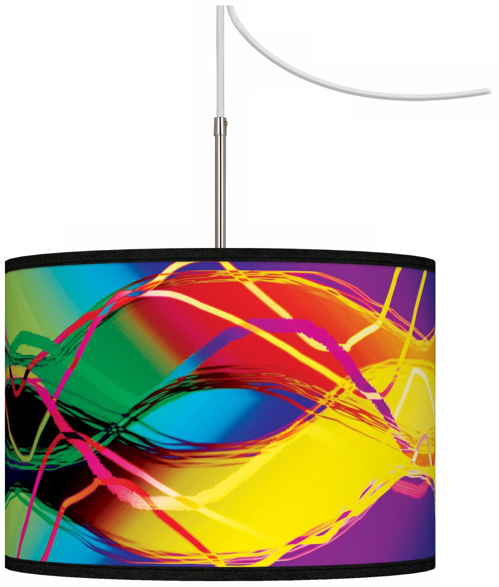 Colors In Motion (Light) Giclee Glow Swag Plug-In Chandelier