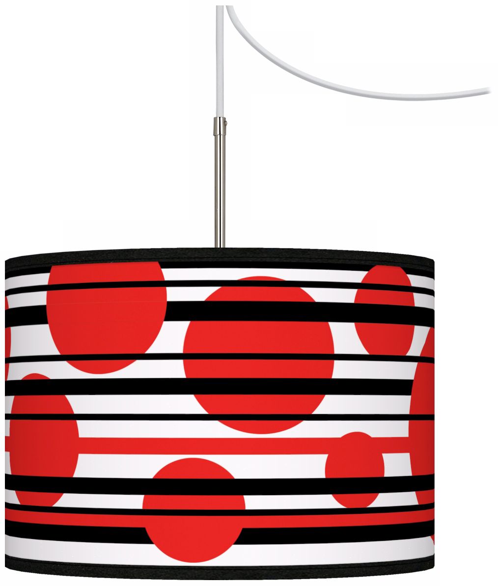 Red Balls Giclee Glow Swag Style Plug-In Chandelier