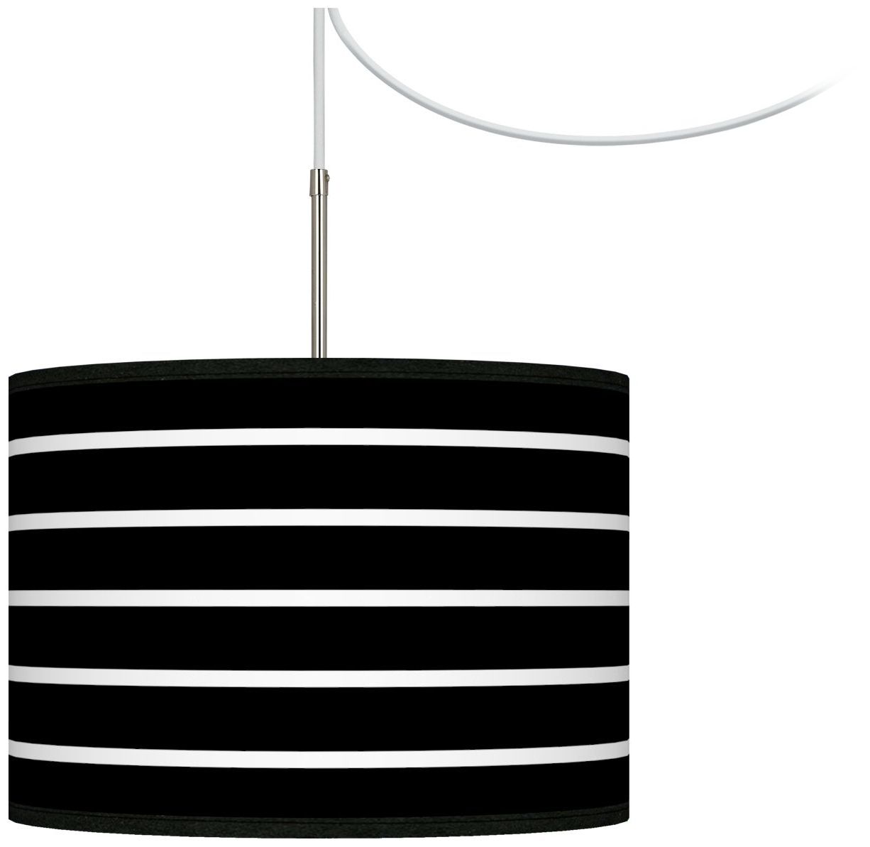 Bold Black Stripe Giclee Glow Swag Style Plug-In Chandelier