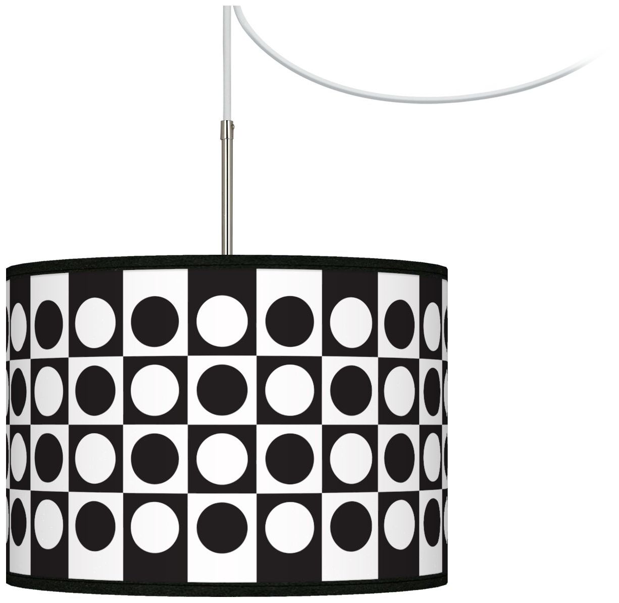 Black and White Dotted Squares Giclee Glow Swag Chandelier