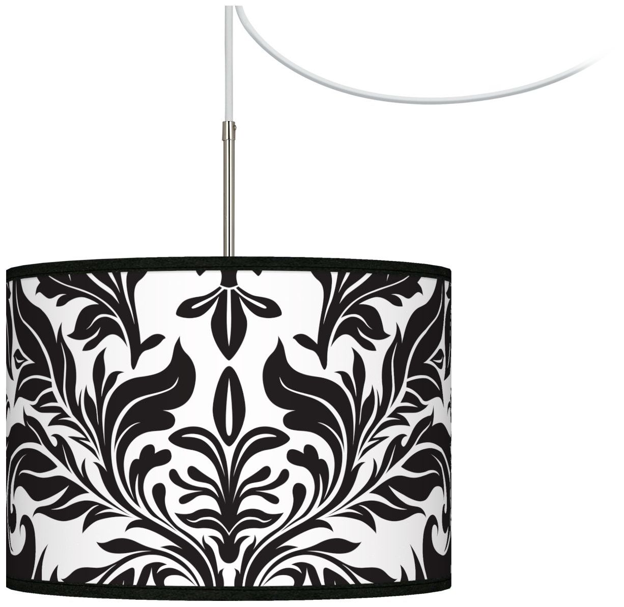 Black Tapestry Giclee Glow Swag Style Plug-In Chandelier
