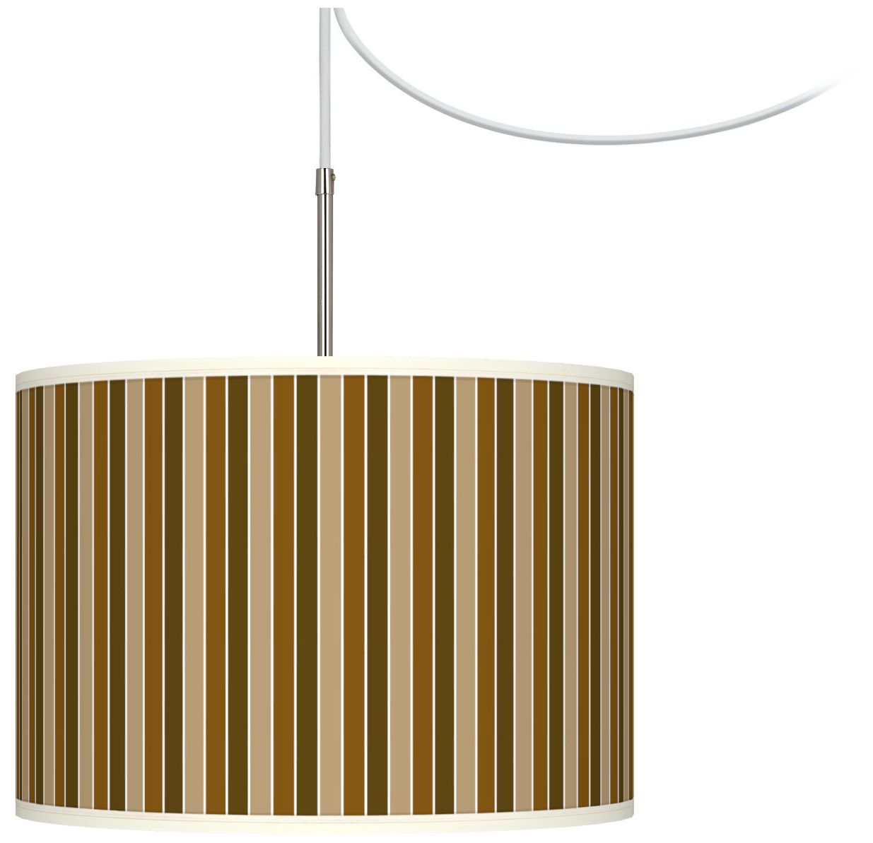 Umber Stripes Giclee Glow Swag Style Plug-In Chandelier