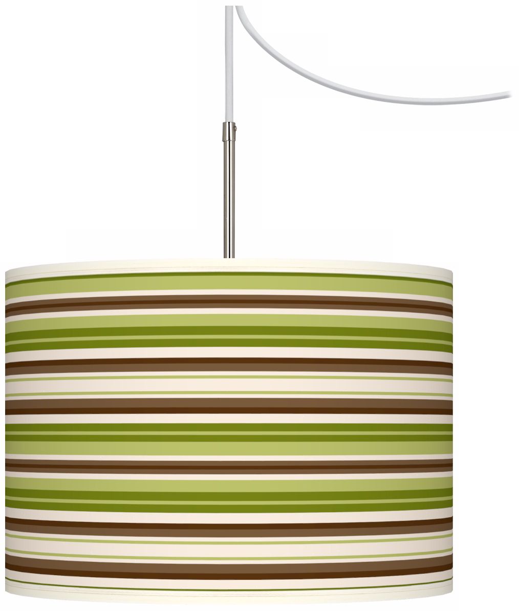 Tampa Stripe Giclee Glow Swag Style Plug-In Chandelier