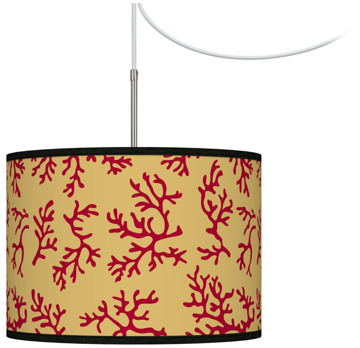 Crimson Coral Giclee Glow Swag Style Plug-In Chandelier