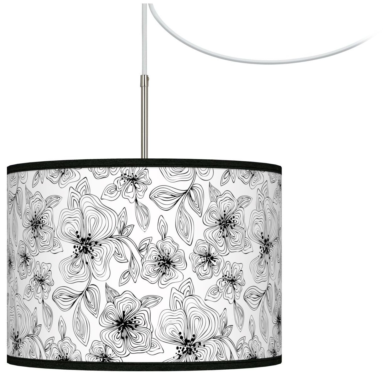 Stacy Garcia Linear Floral Giclee Glow Swag Plug-In Chandelier
