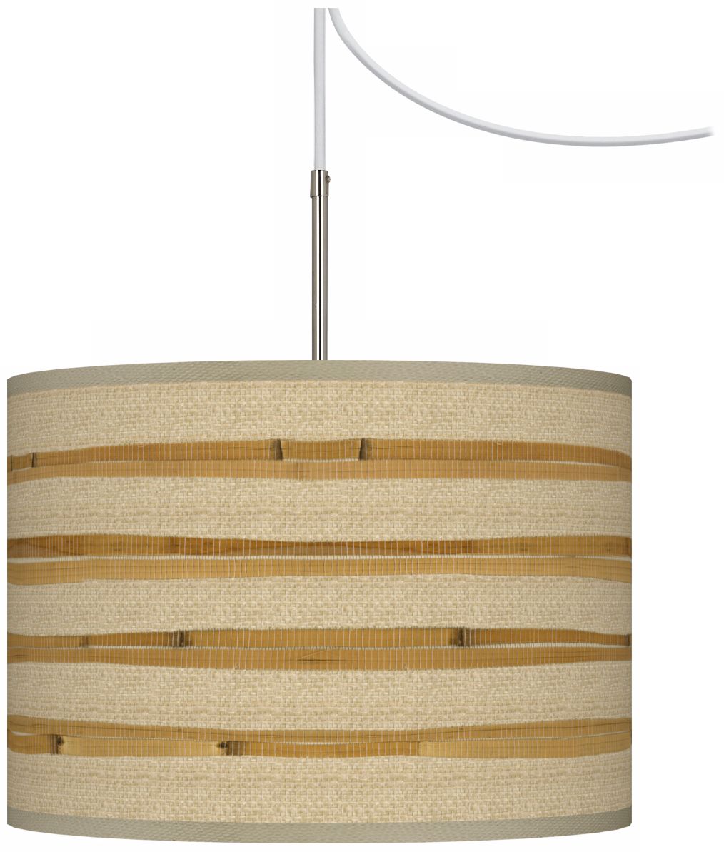 Bamboo Wrap Giclee Glow Swag Style Plug-In Chandelier
