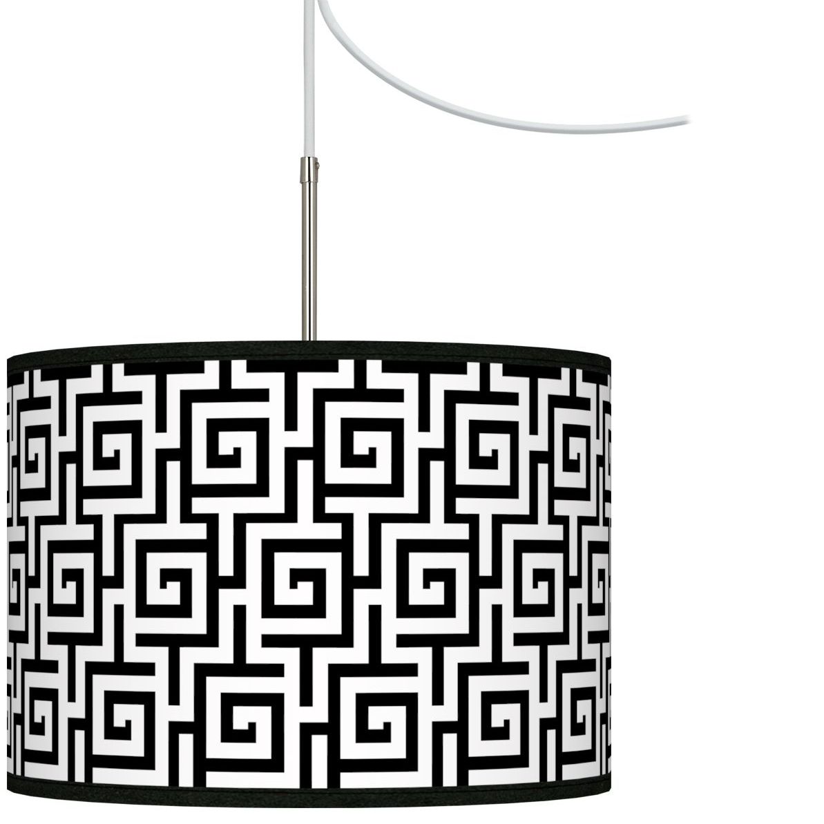 Greek Key Giclee Glow Swag Style Plug-In Chandelier