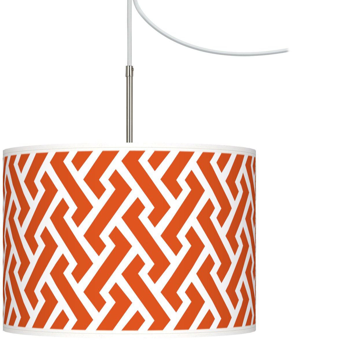 Red Brick Weave Giclee Glow Swag Style Plug-In Chandelier