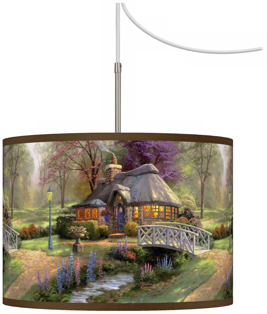 Thomas Kinkade Friendship Cottage Giclee Plug-In Swag Chandelier