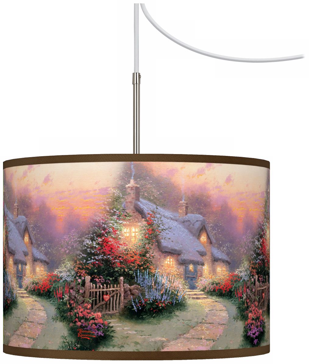 Thomas Kinkade Glory of Evening Giclee Plug-In Swag Chandelier