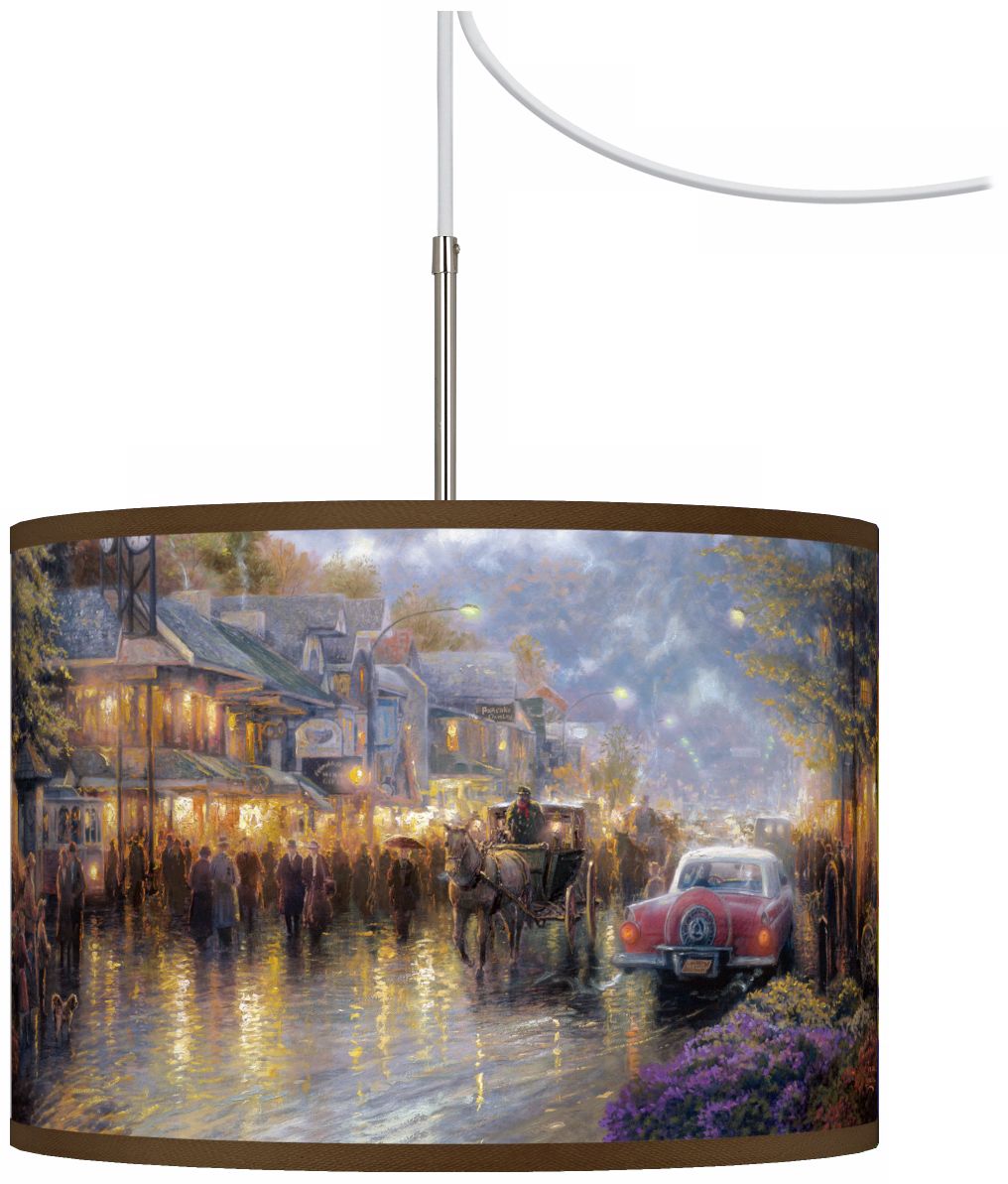 Thomas Kinkade Mountain Memories Giclee Plug-In Swag Chandelier