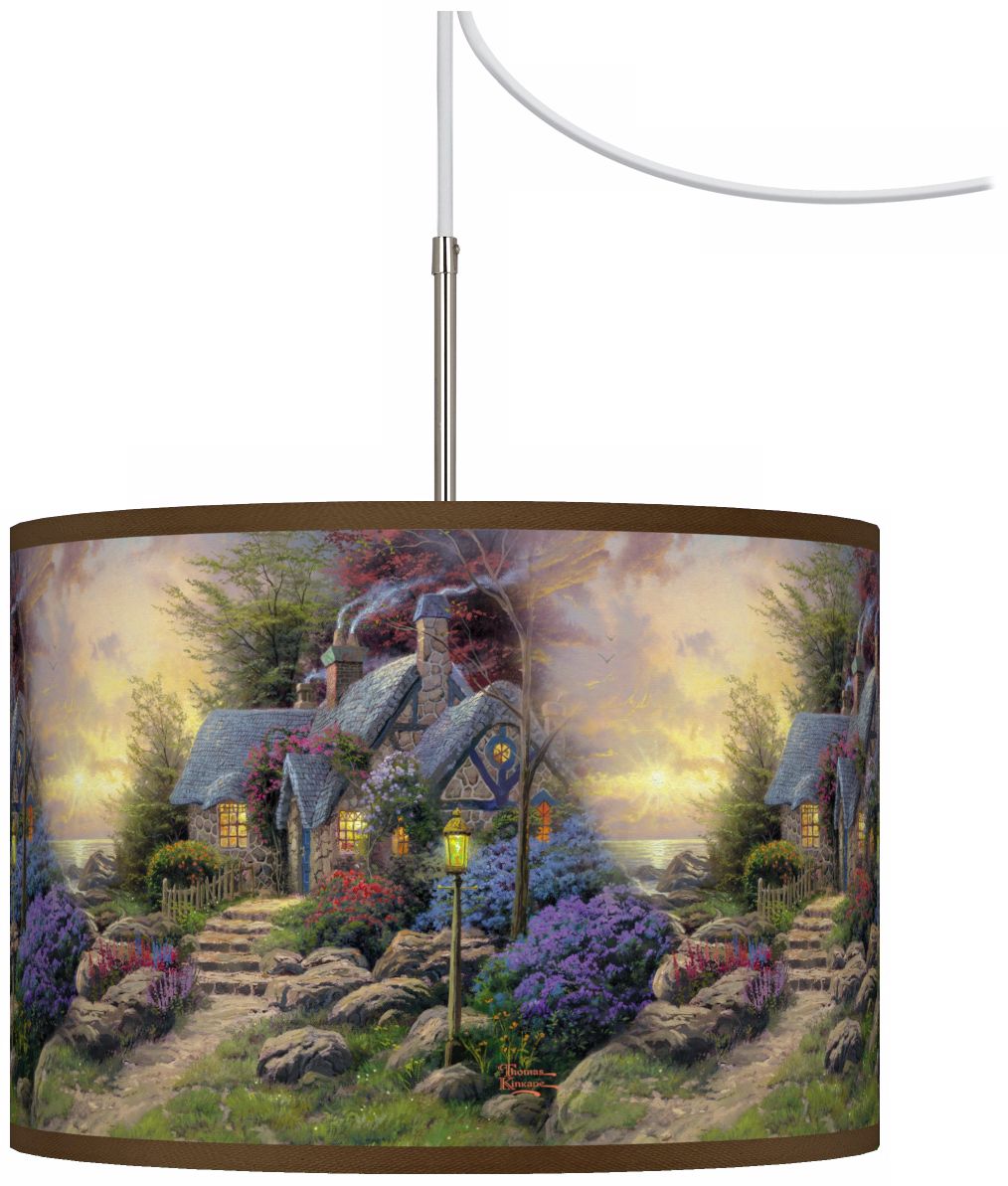 Thomas Kinkade Seaside Hideaway Giclee Plug-In Swag Chandelier