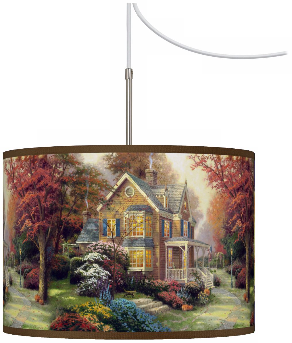 Thomas Kinkade Victorian Autumn Giclee Plug-In Swag Chandelier
