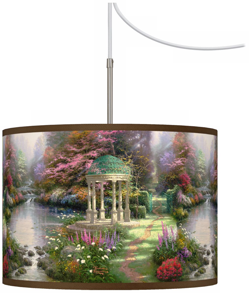 Thomas Kinkade The Garden of Prayer Plug-In Swag Chandelier