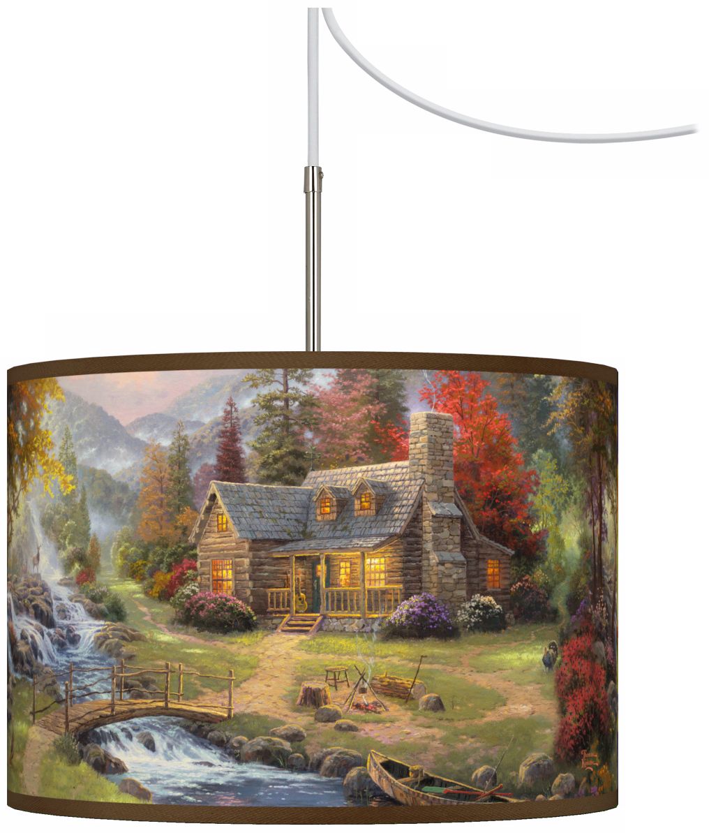 Thomas Kinkade Mountain Paradise Plug-In Swag Chandelier