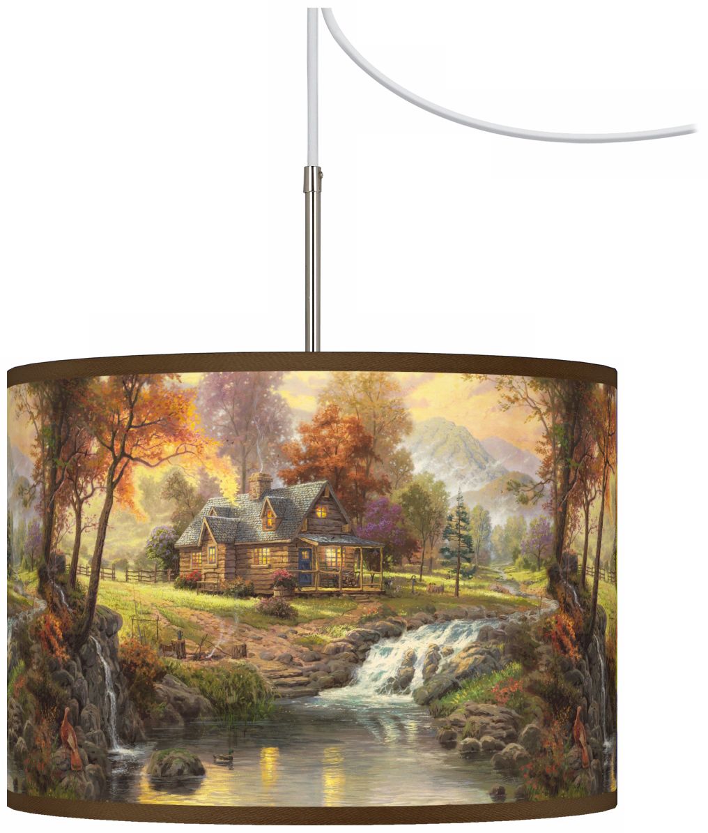 Thomas Kinkade Mountain Retreat Plug-In Swag Chandelier