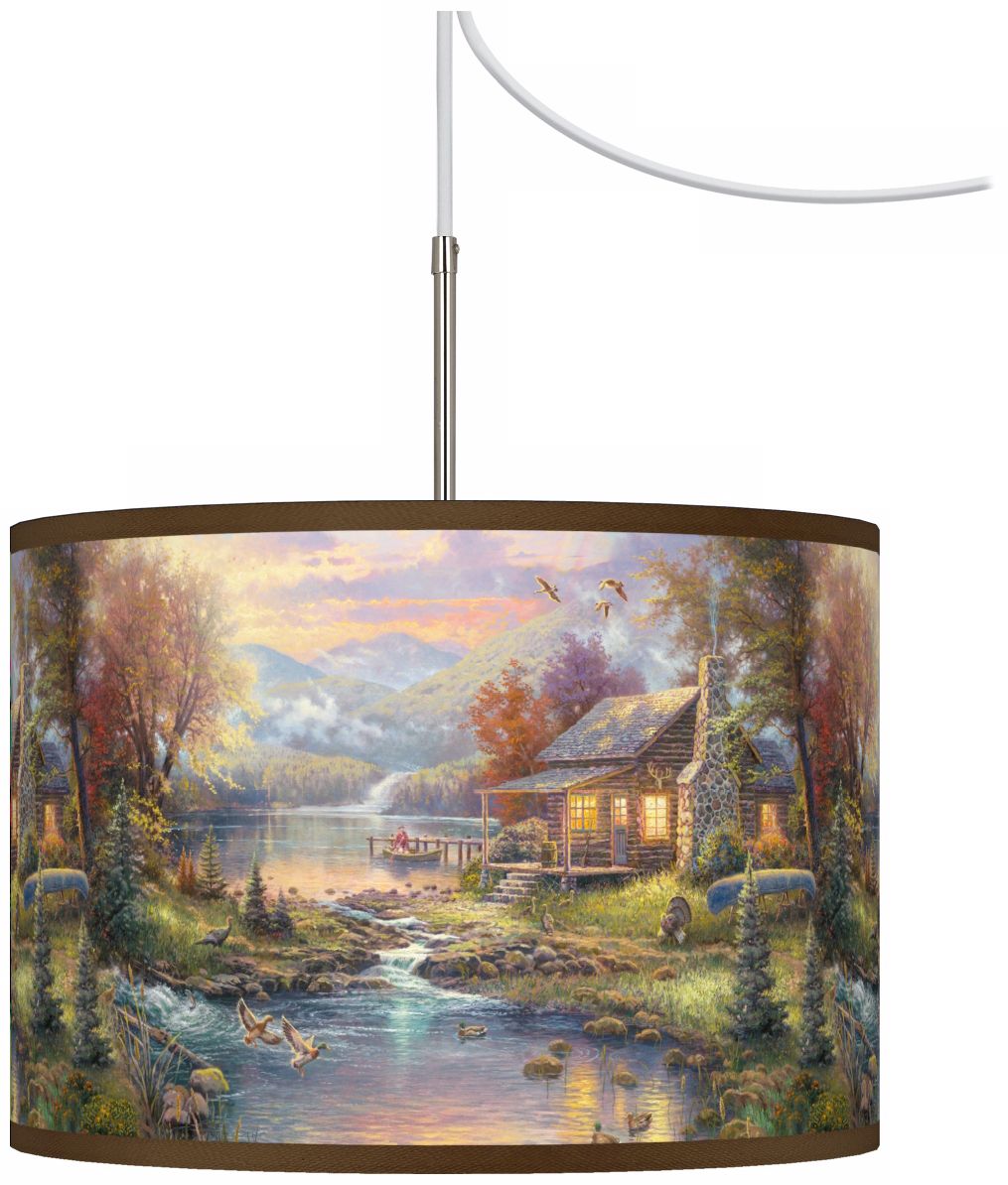 Thomas Kinkade Nature’s Paradise Plug-In Swag Chandelier