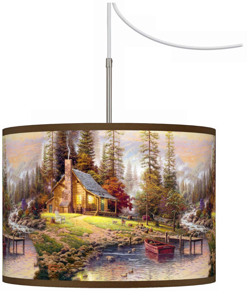 Thomas Kinkade A Peaceful Retreat Plug-In Swag Chandelier
