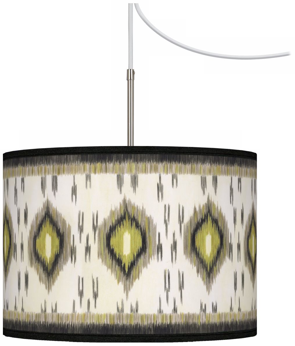 Desert Ikat Giclee Glow Swag Style Plug-In Chandelier