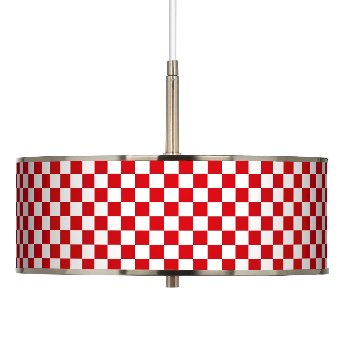 Checkered Red Giclee Glow 16" Wide Pendant Light